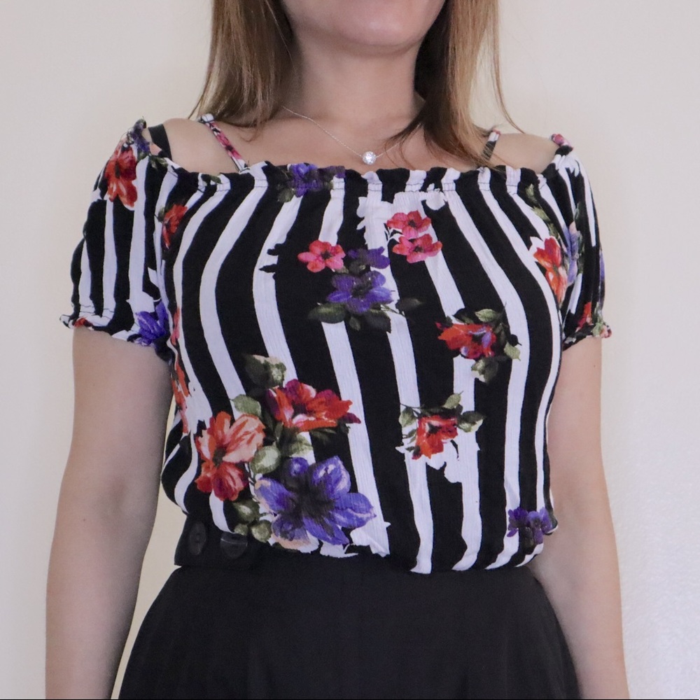 Floral Striped Croptop